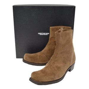 NEW $1270 Christian Dada Mens Corduroy Boots! JP 26 US 8.5  Brown  Square Toe